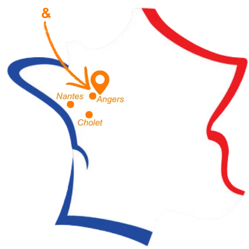 Carte de France indiquant la localisation de mon studio de dessin technique ainsi que les principales villes autour.