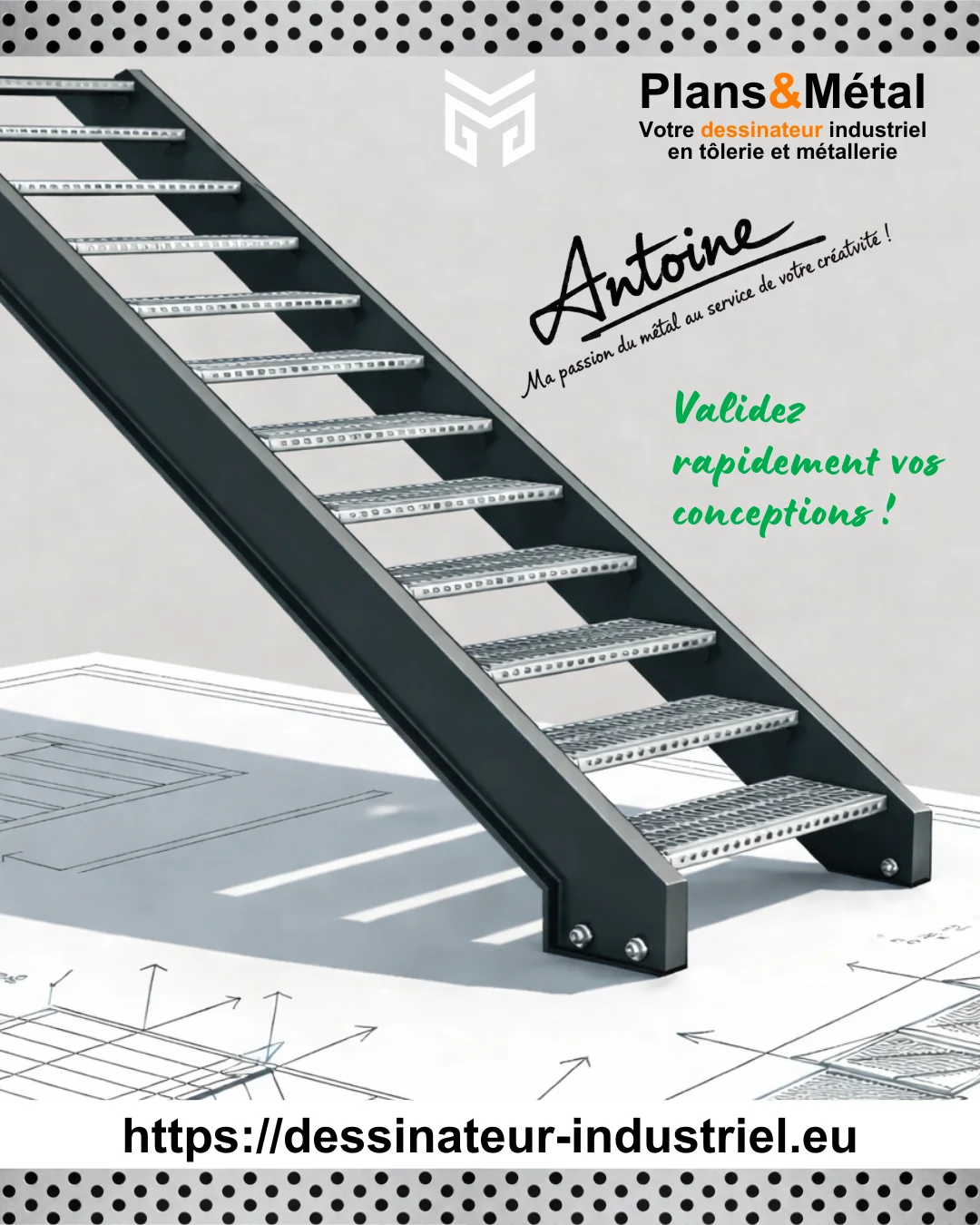 🎯 Besoin de plans précis pour vos escaliers métalliques ou garde-corps ? Je les modélise en moins de 48h !

En tant que dessinateur industriel indépendant, je me spécialise en tôlerie et métallerie, avec une expertise pointue sur les escaliers et garde-corps.

Comment ça marche ? 
Les artisans, industriels, architectes, designers ou bureaux d’études m’envoient leurs croquis ou idées, et je les transforme en modèles 3D précis grâce à mes logiciels de CAO et modules d’automatisation. Résultat : des délais et coûts réduits pour vous !

Ce que je propose :
✅ Maquette 3D seule pour visualiser votre projet
✅ Jeu de plans complets (y compris plans de fabrication pour l’atelier)
Exemple : Un escalier en métal avec 2 limons en UPN et des marches en caillebotis, prêt à être fabriqué !

Vous avez besoin aussi de rampes et de garde-corps ? Discutons-en !